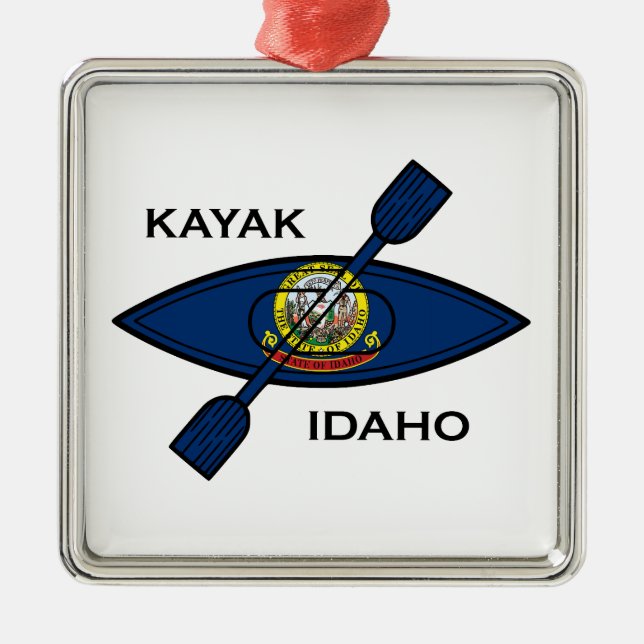 Kayak Idaho Flag Metal Tree Decoration (Front)