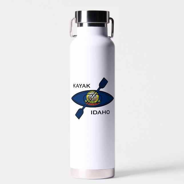 Kayak Idaho Flag Water Bottle (Front)