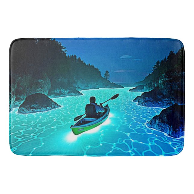 Kayak in Glowing Water Design Bath Mat (Front)