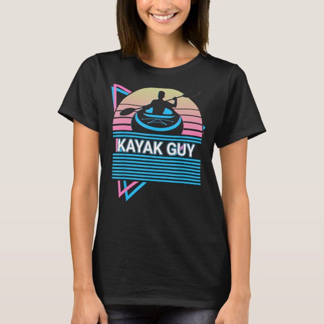 Kayak Kayaking Retro Kayak Guy T-Shirt (Front)