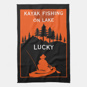 Kayak Lake And River Fishing Tea Towel