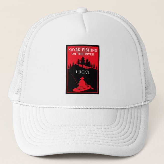  Kayak Lake And River Fishing Trucker Hat (Front)
