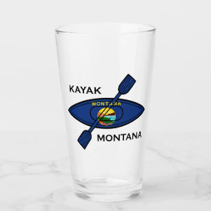 Kayak Montana Flag Glass