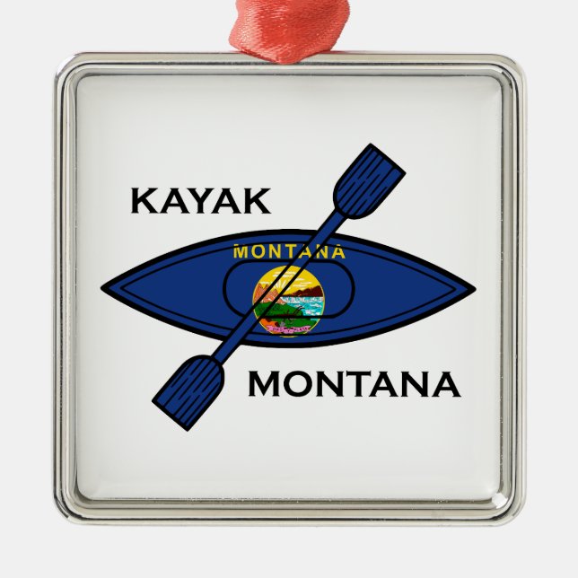 Kayak Montana Flag Metal Tree Decoration (Front)