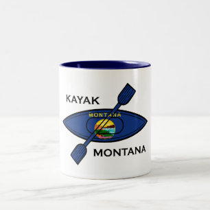 Kayak Montana Flag Two-Tone Coffee Mug