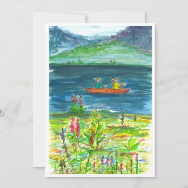 Kayak Mountain Lake Retirement Party Invitation (Front)