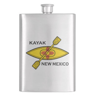 Kayak New Mexico Flag Hip Flask
