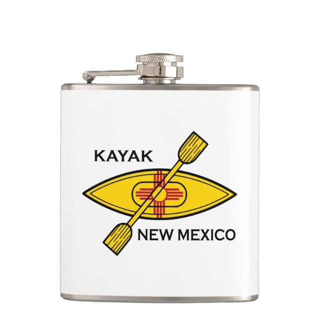 Kayak New Mexico Flag Hip Flask (Front)