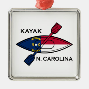 Kayak North Carolina Flag Metal Tree Decoration