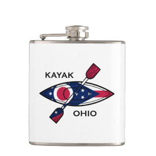 Kayak Ohio Flag Hip Flask