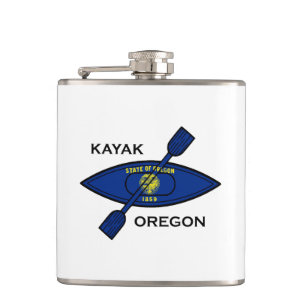 Kayak Oregon Flag Hip Flask