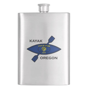 Kayak Oregon Flag Hip Flask