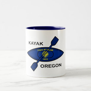 Kayak Oregon Flag Two-Tone Coffee Mug