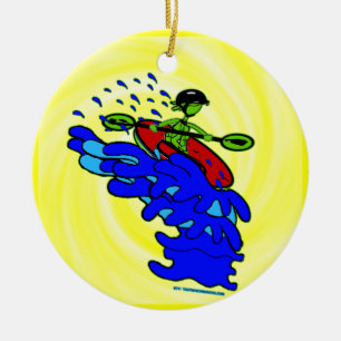 Kayak Over Waterfall Shirts & Things Ceramic Tree Decoration