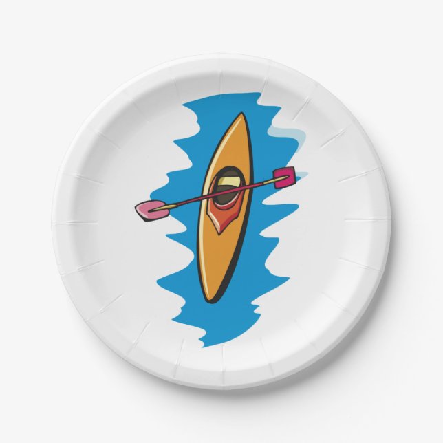 Kayak Paddle Water Sport Paper Plate (Front)