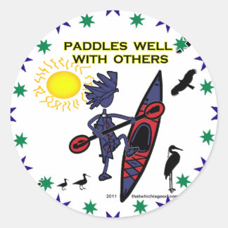 Kayak Paddles Well With Others II Classic Round Sticker