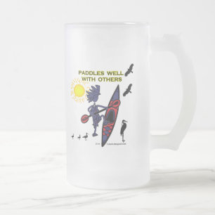 Kayak Paddles Well With Others II Frosted Glass Beer Mug