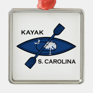 Kayak South Carolina Flag Metal Tree Decoration