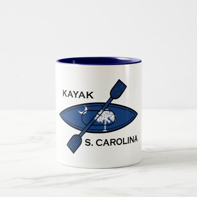 Kayak South Carolina Flag Two-Tone Coffee Mug (Center)