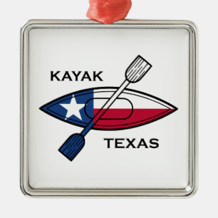 Kayak Texas Flag Metal Tree Decoration