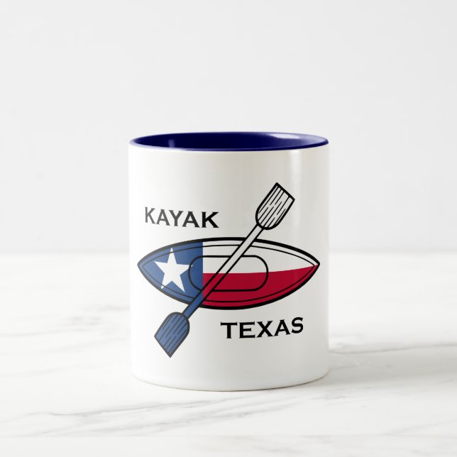 Kayak Texas Flag Two-Tone Coffee Mug (Center)