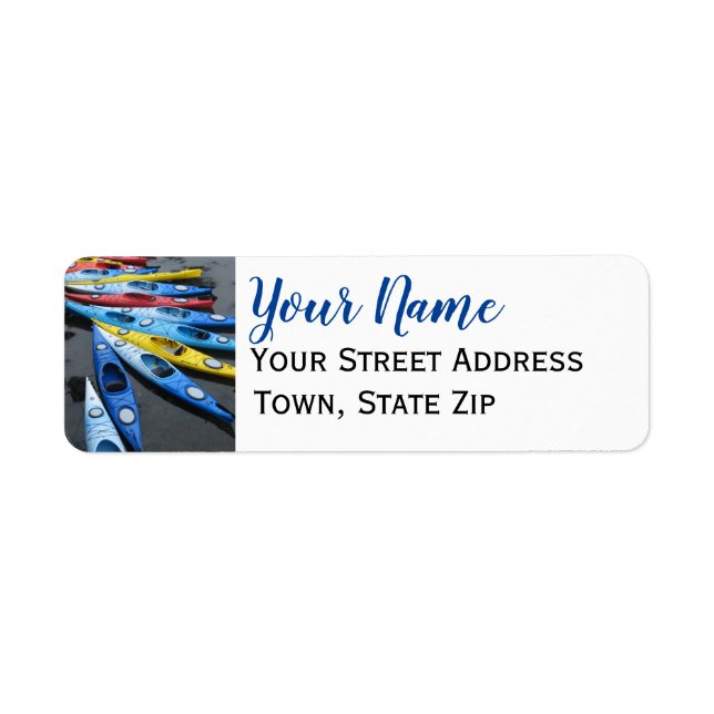 Kayak Themed Personalised Return Address Labels (Front)