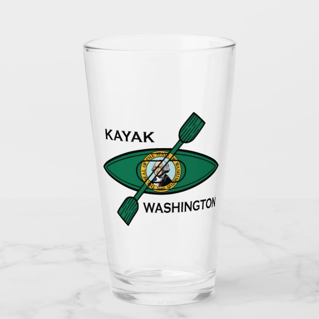Kayak Washington State Flag Glass (Front)