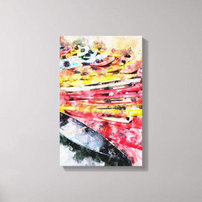 Kayak Watercolor Canvas Print (Front)