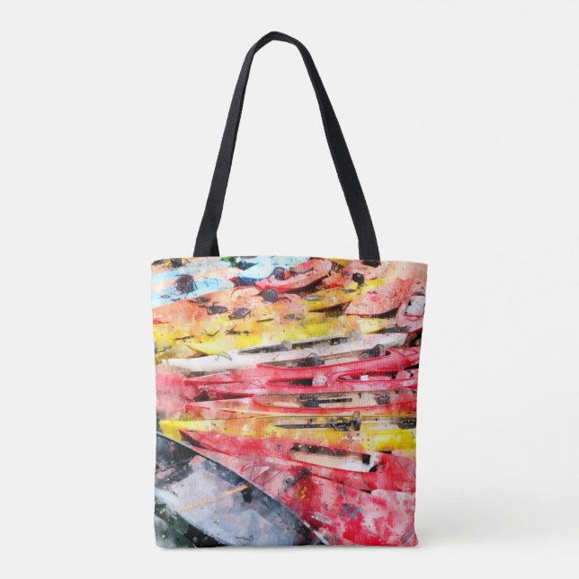 Kayak watercolor tote bag (Back)