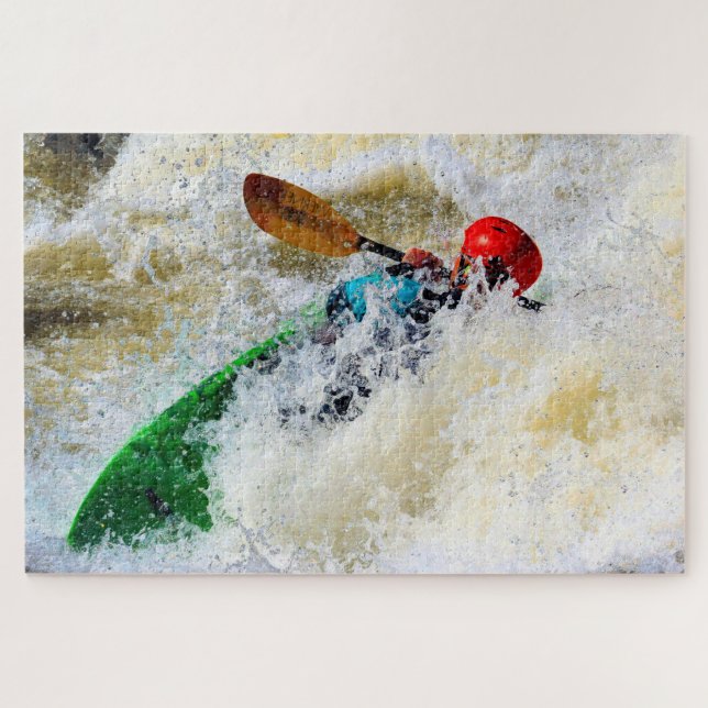 Kayak Whitewater Adrenaline Rush - 20x30 Jigsaw Puzzle (Horizontal)
