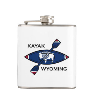 Kayak Wyoming Flag Hip Flask