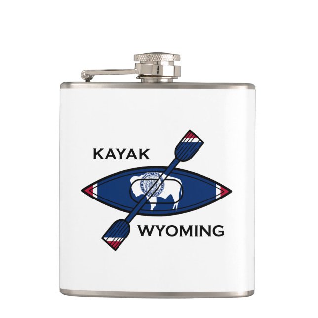 Kayak Wyoming Flag Hip Flask (Front)