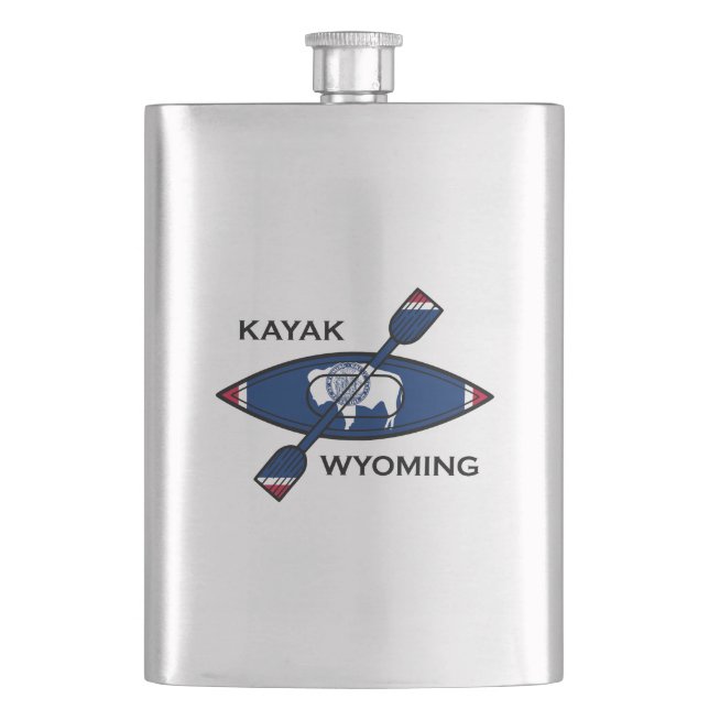 Kayak Wyoming Flag Hip Flask (Front)