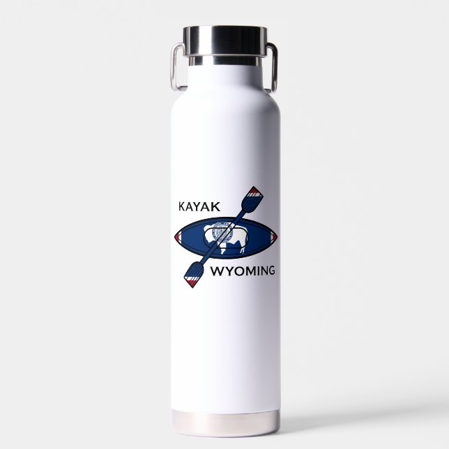 Kayak Wyoming Flag Water Bottle (Front)