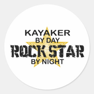 Kayaker Rock Star by Night Classic Round Sticker