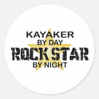 Kayaker Rock Star by Night Classic Round Sticker
