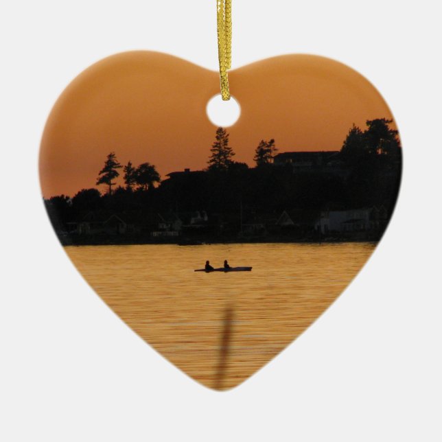 Kayakers Ceramic Tree Decoration (Front)