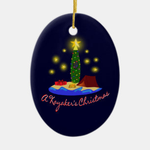 Kayaker's Christmas Ceramic Tree Decoration