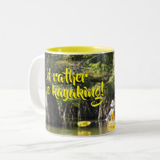 Kayaking Among Cypress Trees Two-Tone Coffee Mug