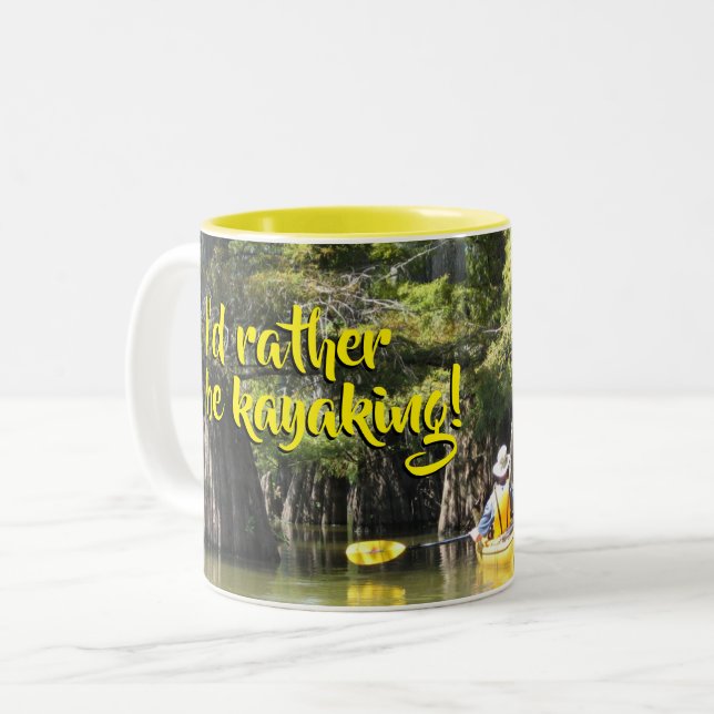 Kayaking Among Cypress Trees Two-Tone Coffee Mug (Front Left)