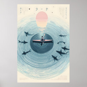 Kayaking at Sunrise Poster Print  Surreal Ocean