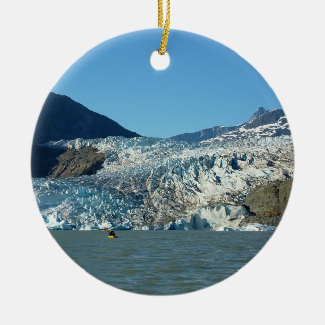 Kayaking at the Mendenhall Glacier Ceramic Tree Decoration (Front)