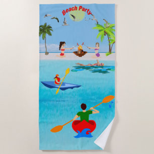 Kayaking Beach Party Beach Towel