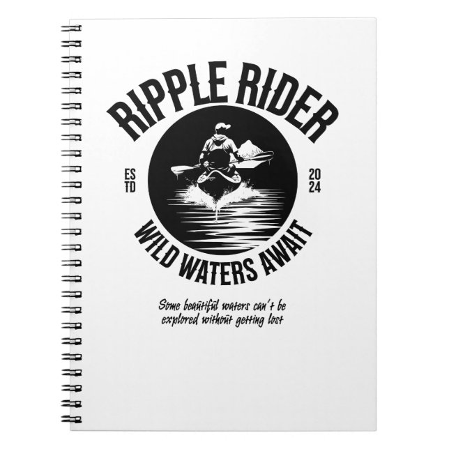 Kayaking Black and White Notebook (Front)