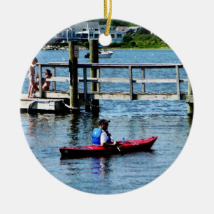 Kayaking Bristol RI Ceramic Tree Decoration