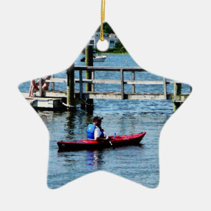 Kayaking Bristol RI Ceramic Tree Decoration