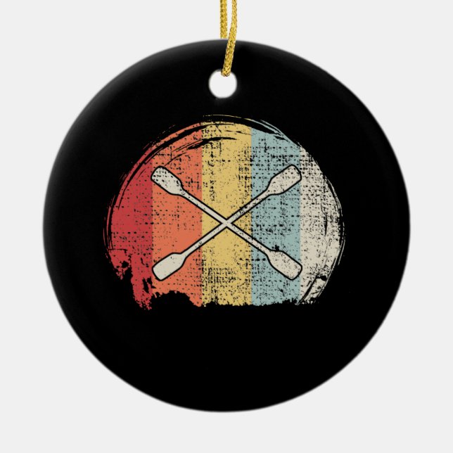 Kayaking Canoeing Retro Ceramic Tree Decoration (Front)