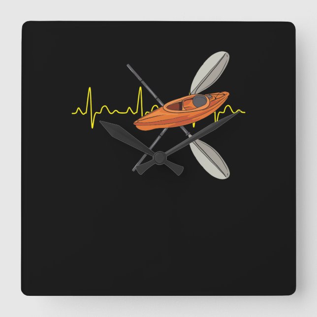 Kayaking Canoeing Square Wall Clock (Front)