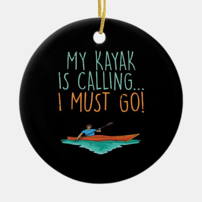 Kayaking Ceramic Tree Decoration (Front)