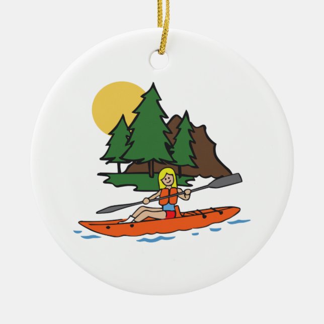 KAYAKING CERAMIC TREE DECORATION (Front)